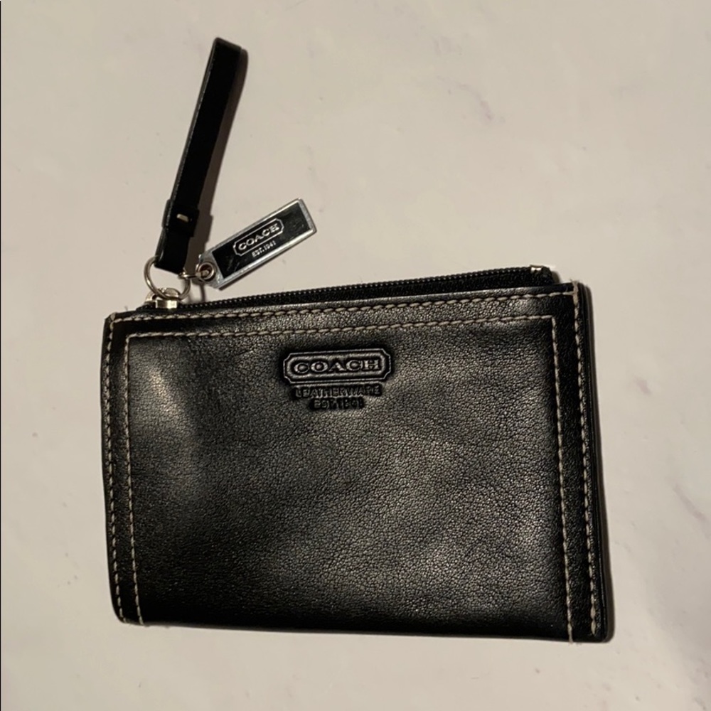 COACH Leather Zipper Keychain Wallet Cardholder